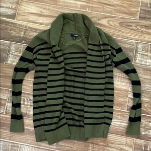 Green and Black Striped Cardigan